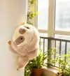 Pink plush sloth doll, bionic cotton-filled doll, wool felt pendant, simulated cloth doll cat backpack details Picture